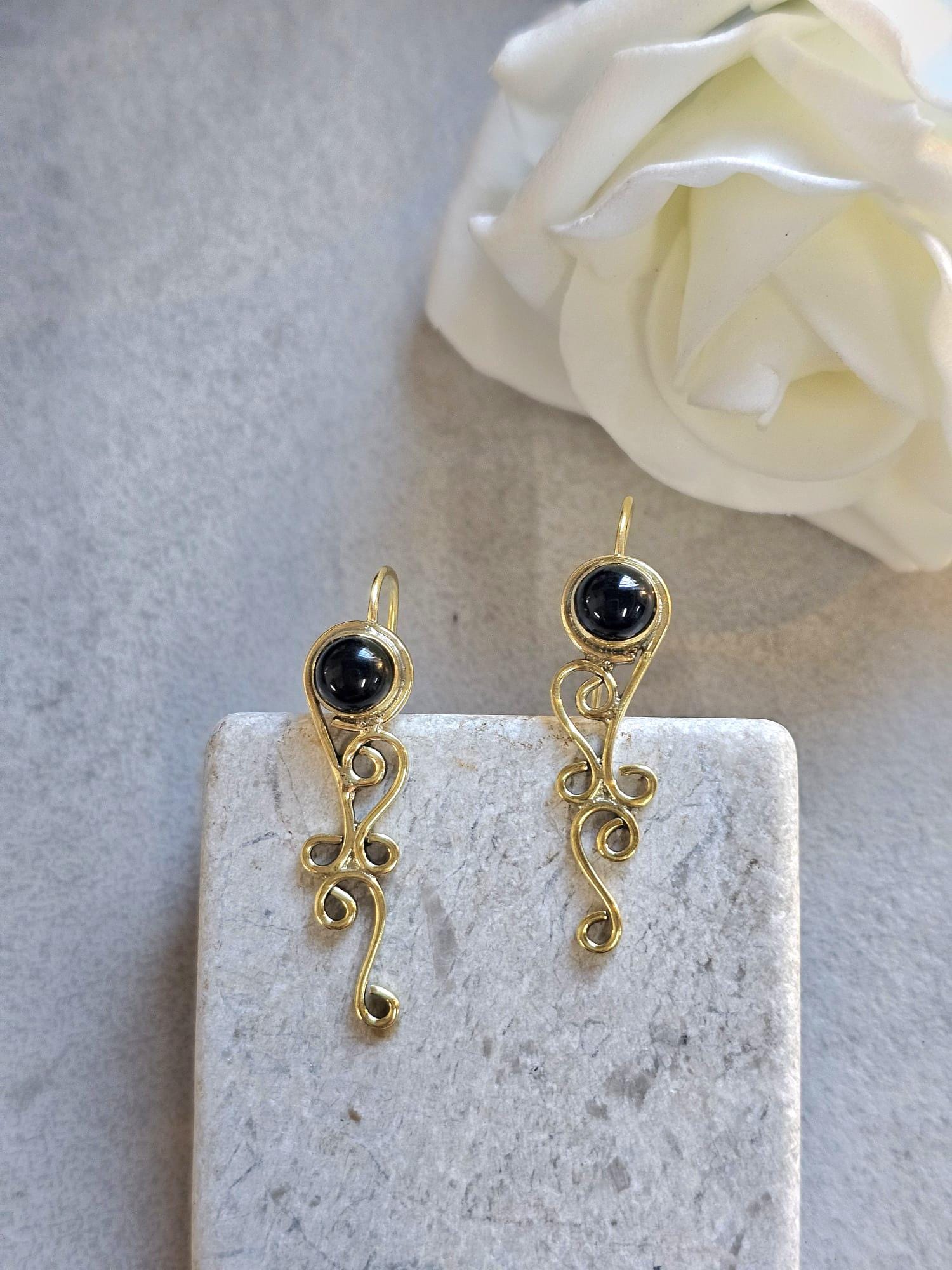 Dainty drop earrings / Bohemian brass earrings / Gift for her
