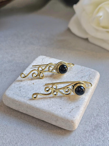 Dainty drop earrings / Bohemian brass earrings / Gift for her