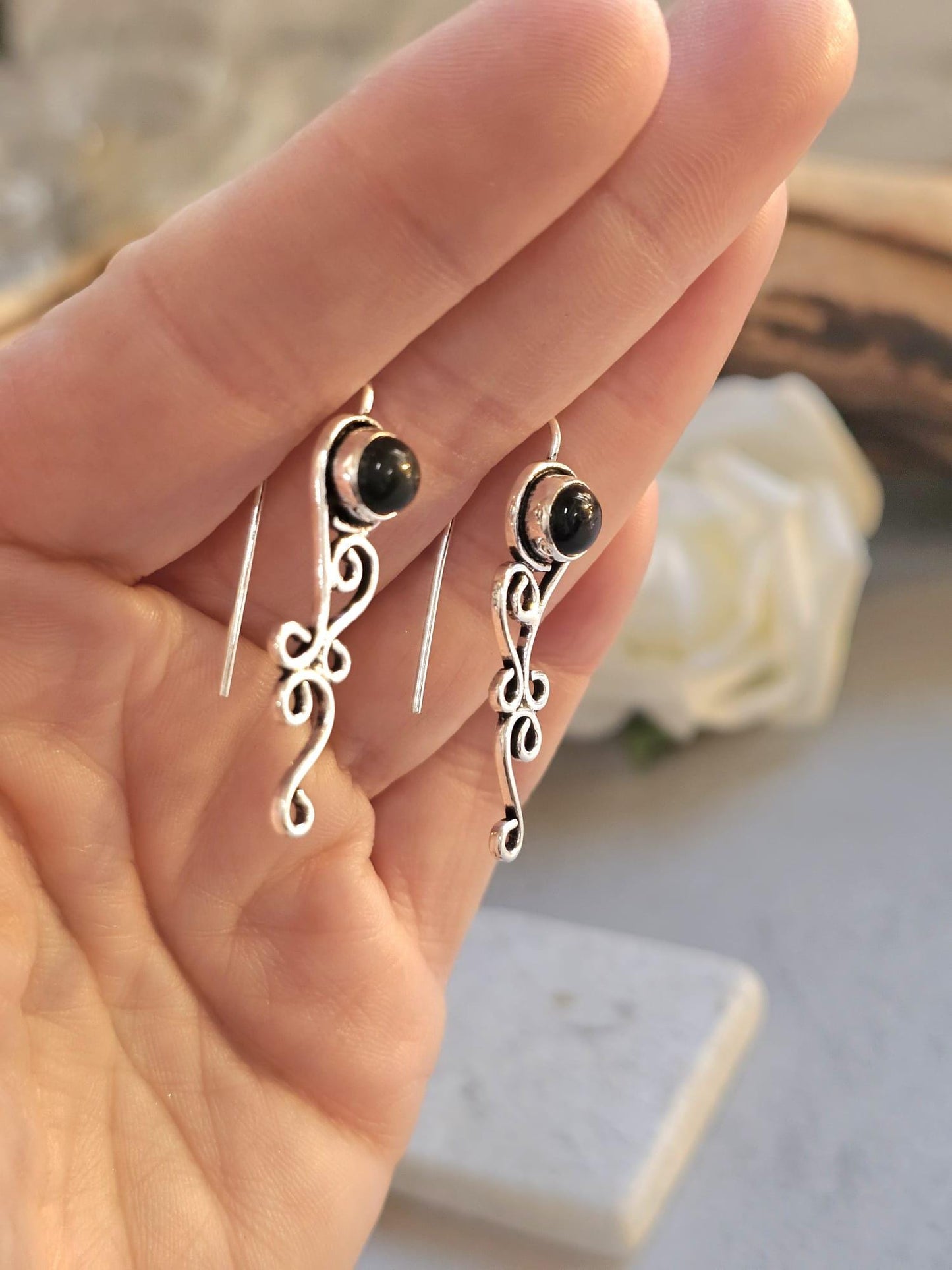Silver plated boho earrings / Gift for her / wedding jewelry