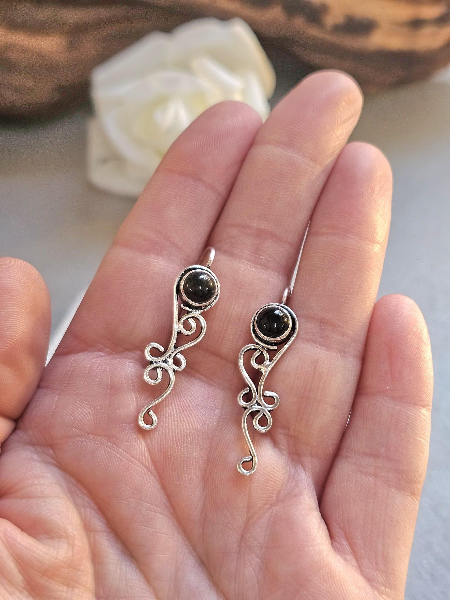 Silver plated boho earrings / Gift for her / wedding jewelry