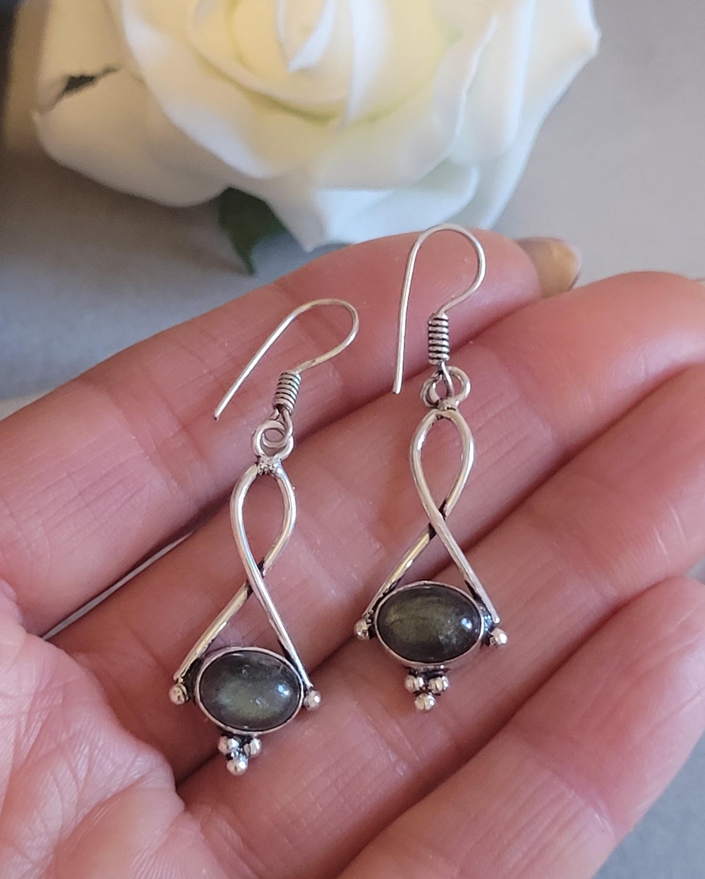 Dainty silver dangle earrings / Silver plated jewelry