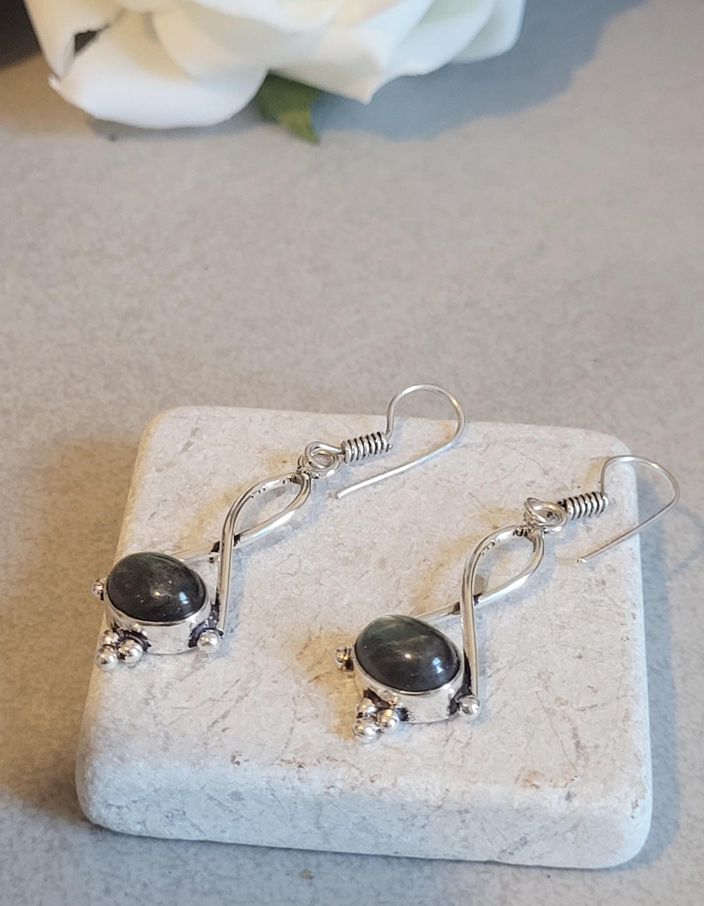 Dainty silver dangle earrings / Silver plated jewelry