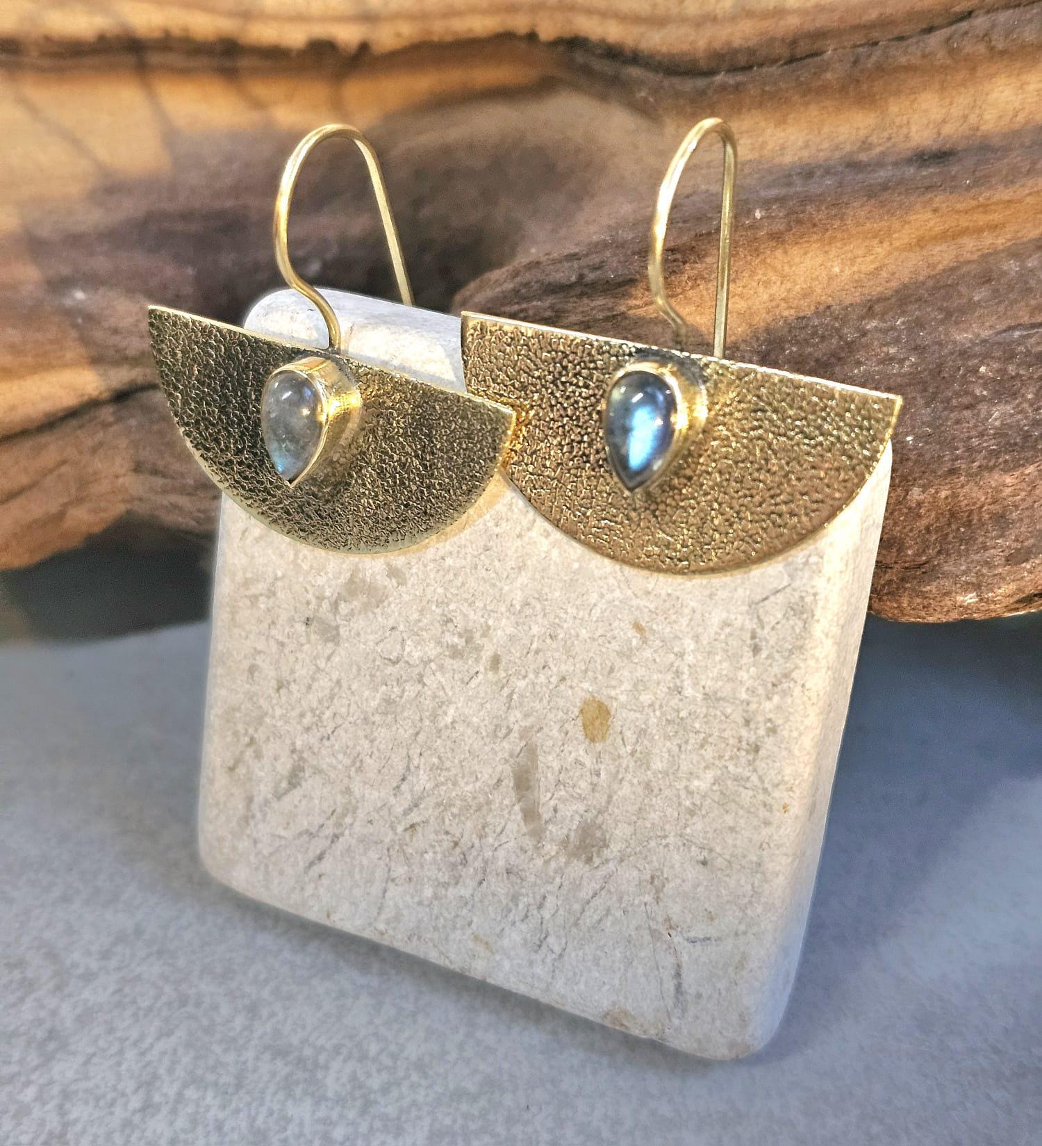 Hammered brass earrings: Boho bohemian jewelry