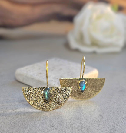 Hammered brass earrings: Boho bohemian jewelry