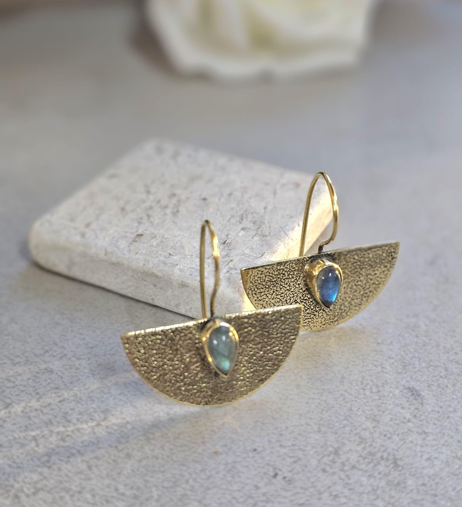 Hammered brass earrings: Boho bohemian jewelry