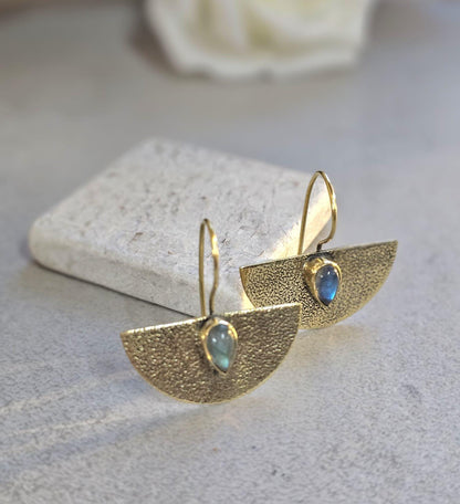 Hammered brass earrings: Boho bohemian jewelry