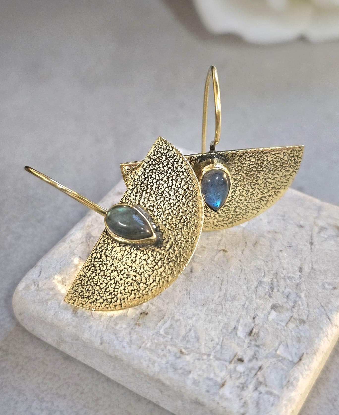 Hammered brass earrings: Boho bohemian jewelry