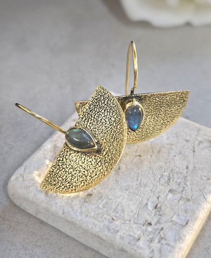 Hammered brass earrings: Boho bohemian jewelry