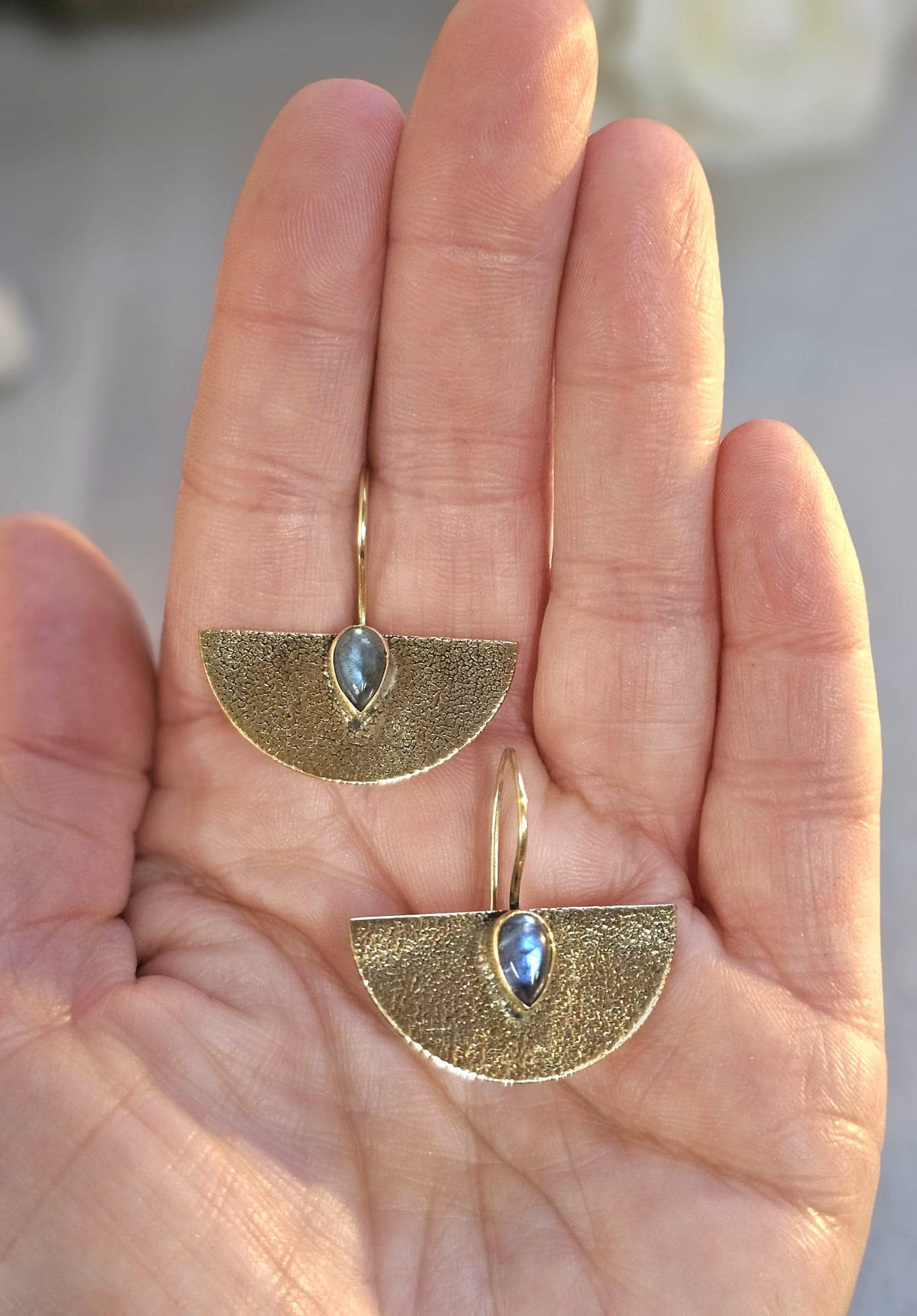 Hammered brass earrings: Boho bohemian jewelry
