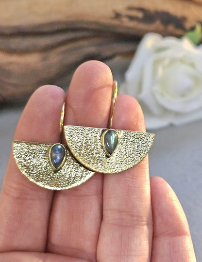 Hammered brass earrings: Boho bohemian jewelry
