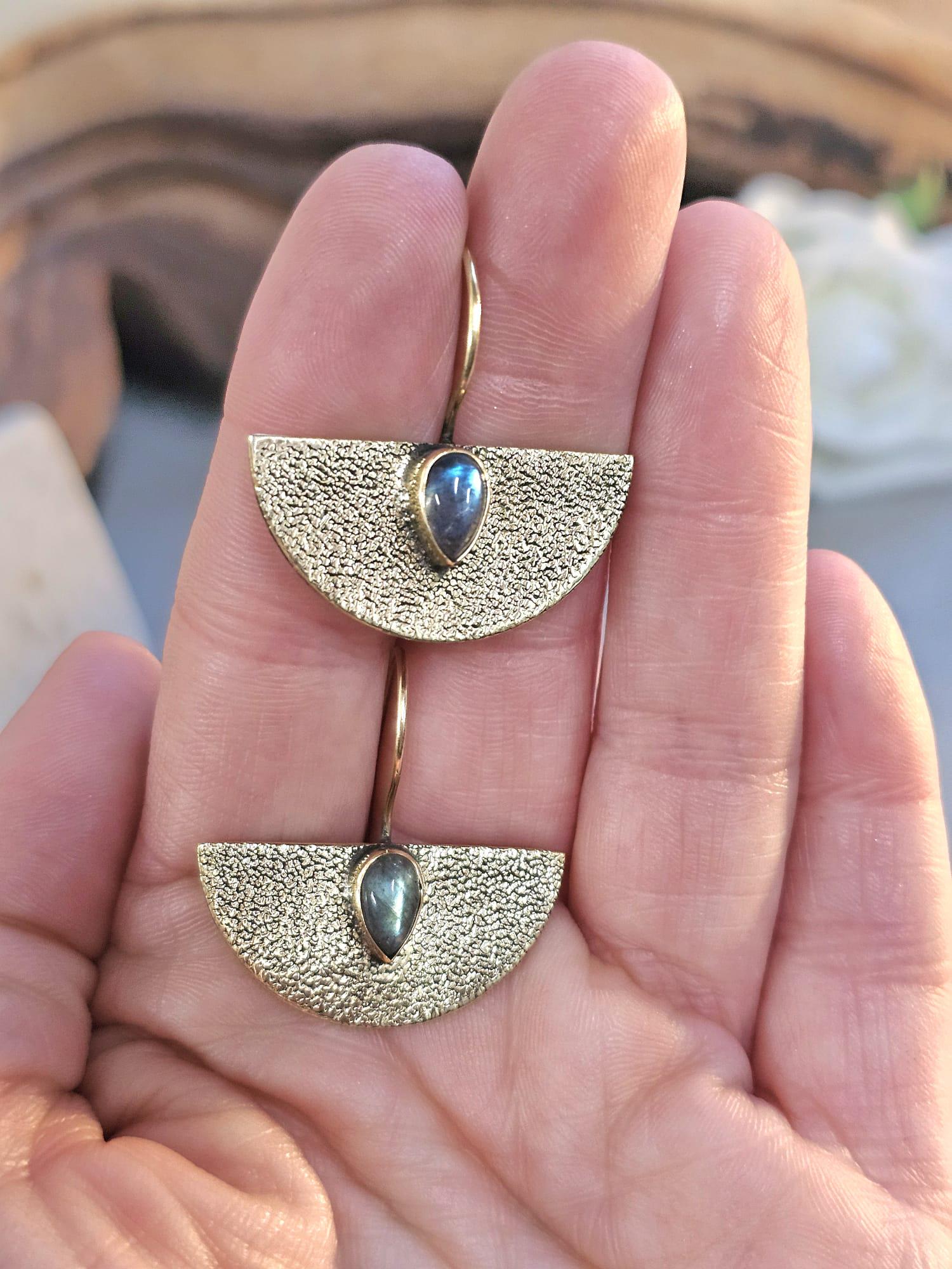 Hammered brass earrings: Boho bohemian jewelry