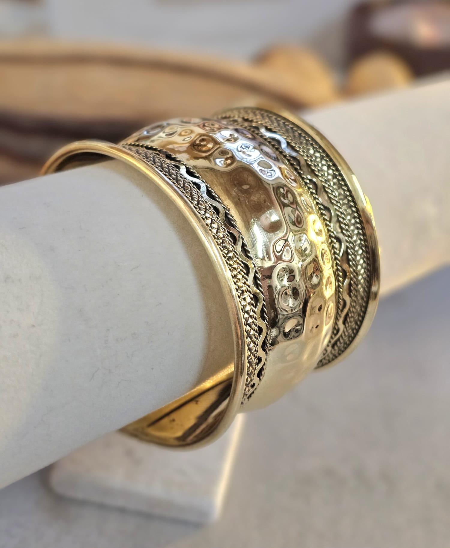 Brass Cuff Bracelet: Detailed boho ethnic style jewelry / Hypoallergenic jewelry