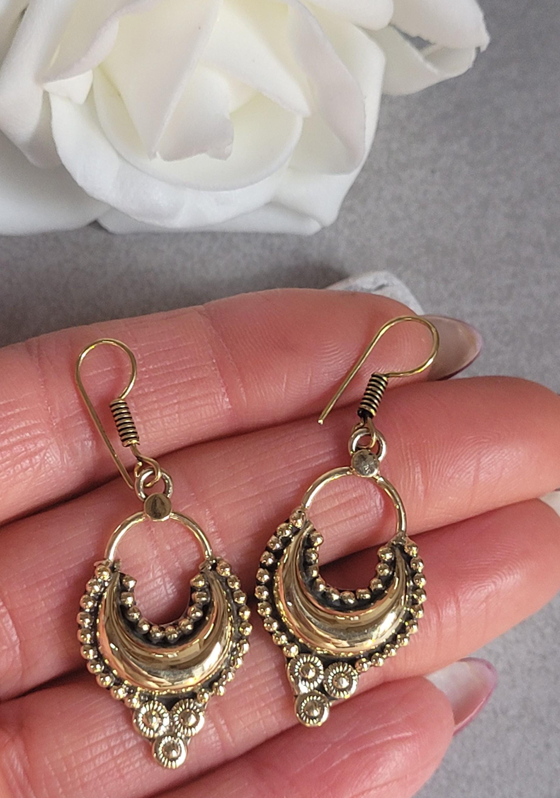Bohemian earrings/ Brass jewelery/ Gift for her / Hypoallergenic earrings