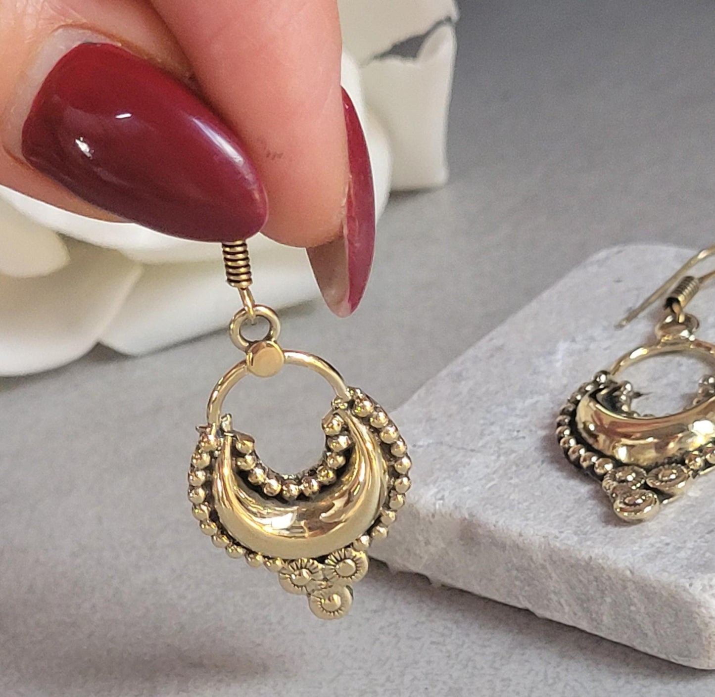Bohemian earrings/ Brass jewelery/ Gift for her / Hypoallergenic earrings