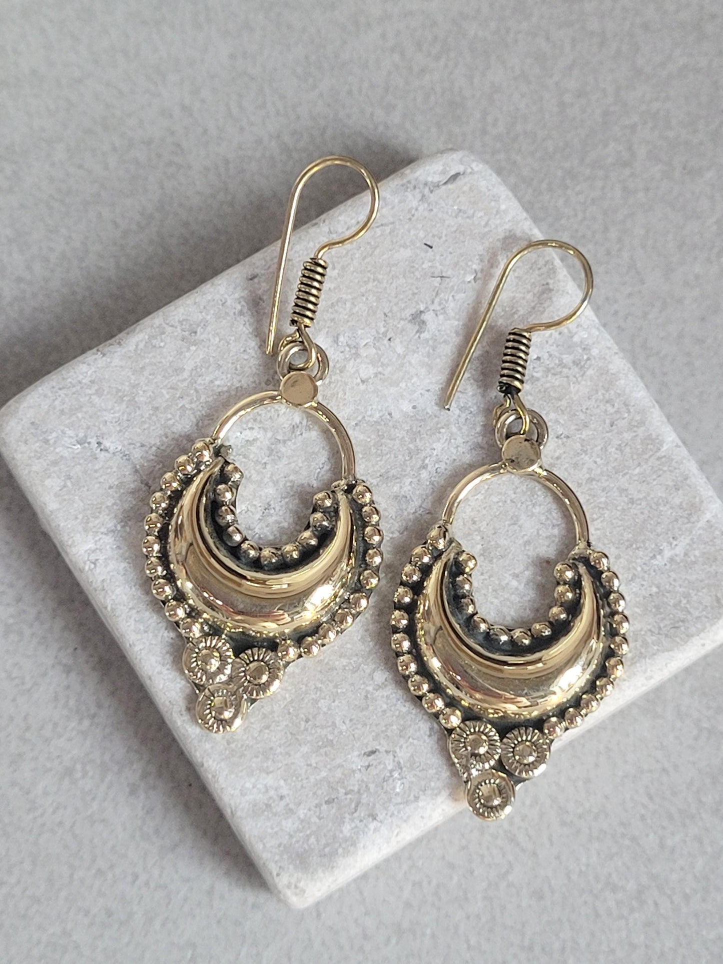 Bohemian earrings/ Brass jewelery/ Gift for her / Hypoallergenic earrings