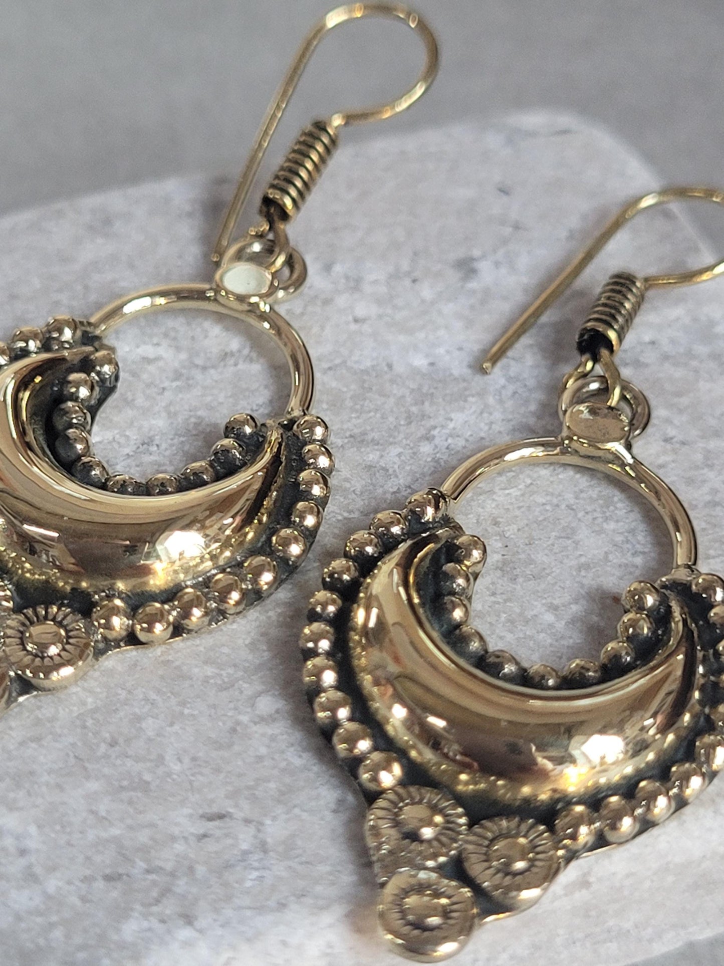 Bohemian earrings/ Brass jewelery/ Gift for her / Hypoallergenic earrings