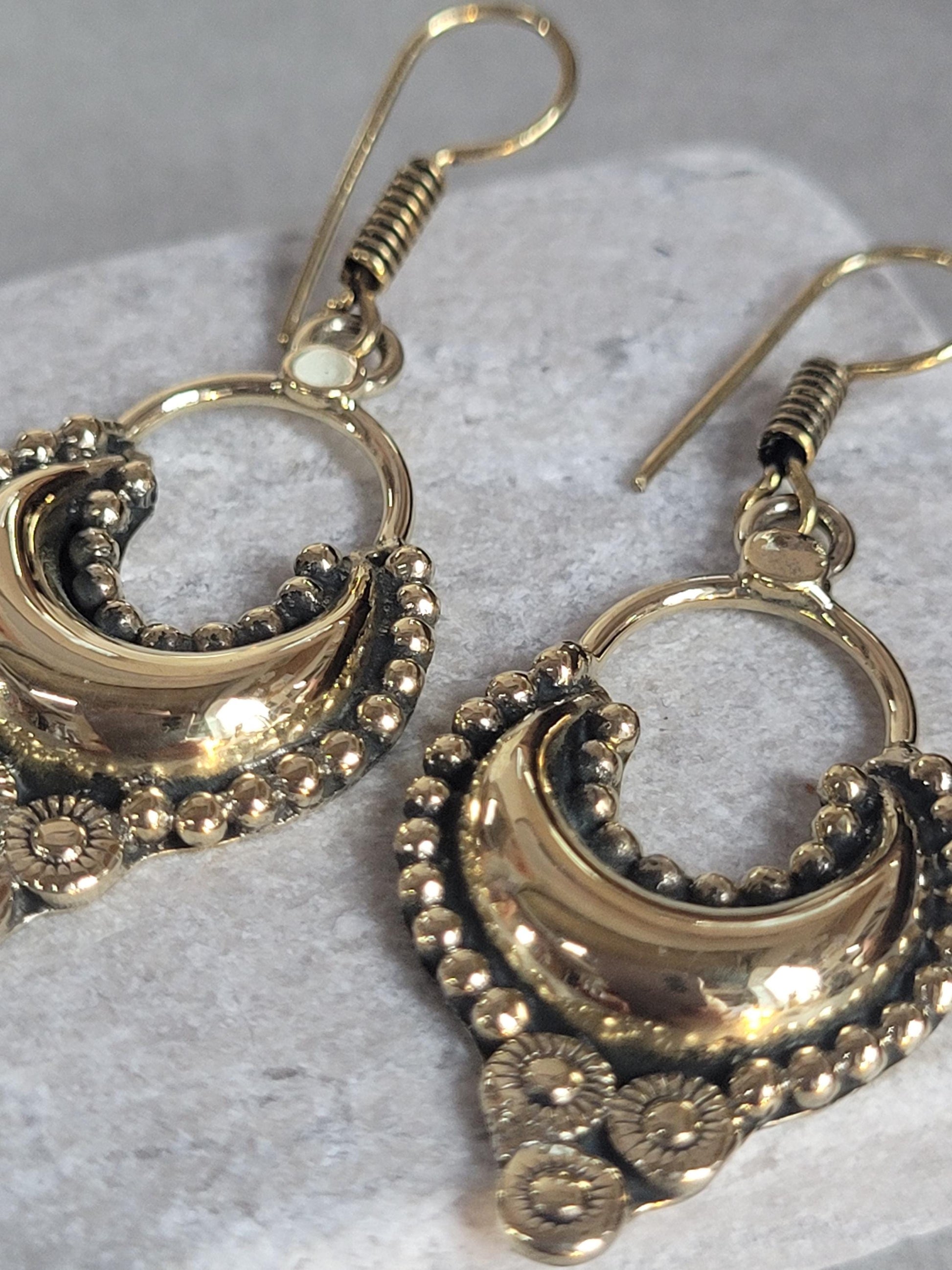Bohemian earrings/ Brass jewelery/ Gift for her / Hypoallergenic earrings