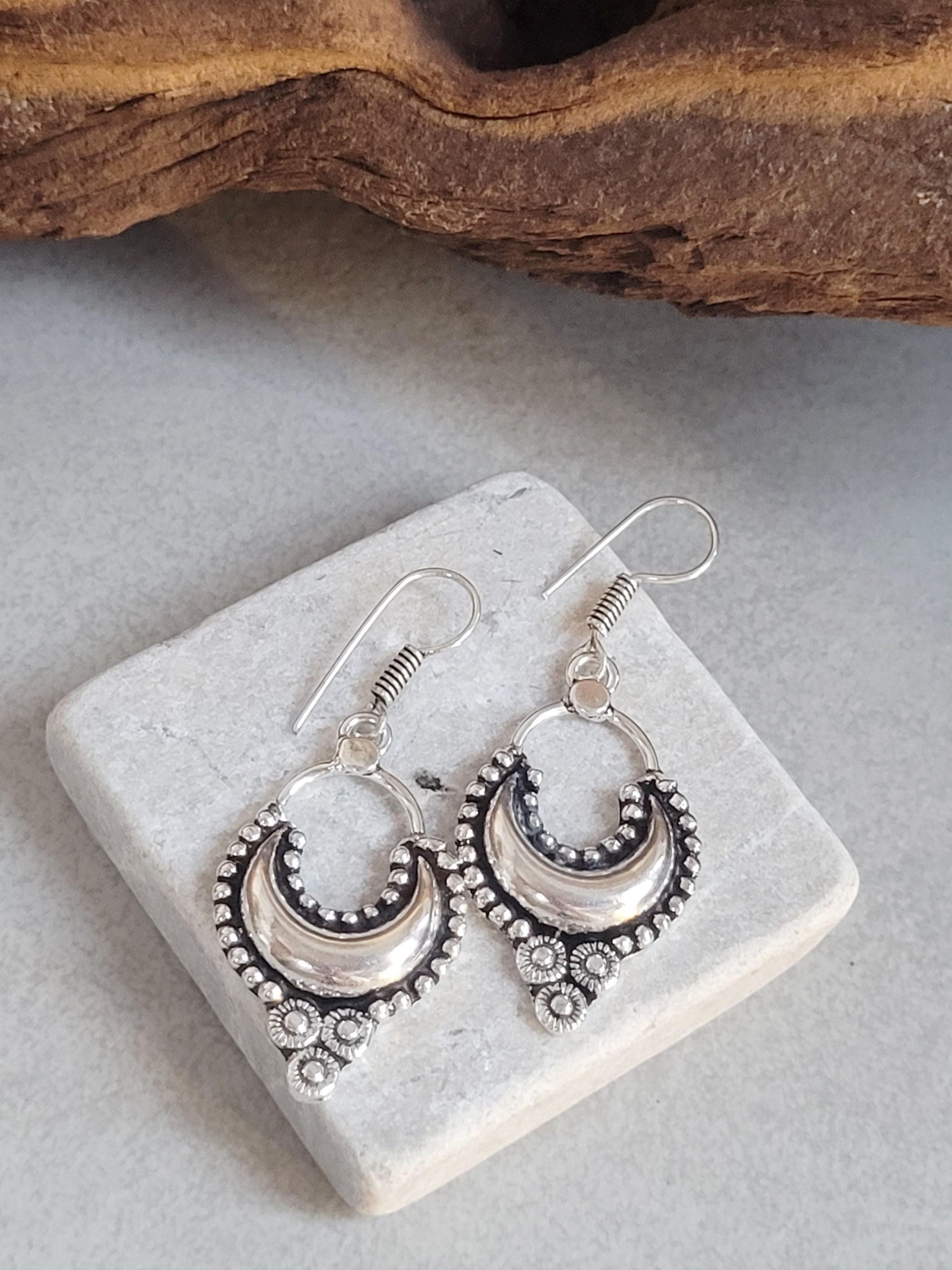 Bohemian earrings/ Silver jewelery/ Gift for her / Hypoallergenic earrings