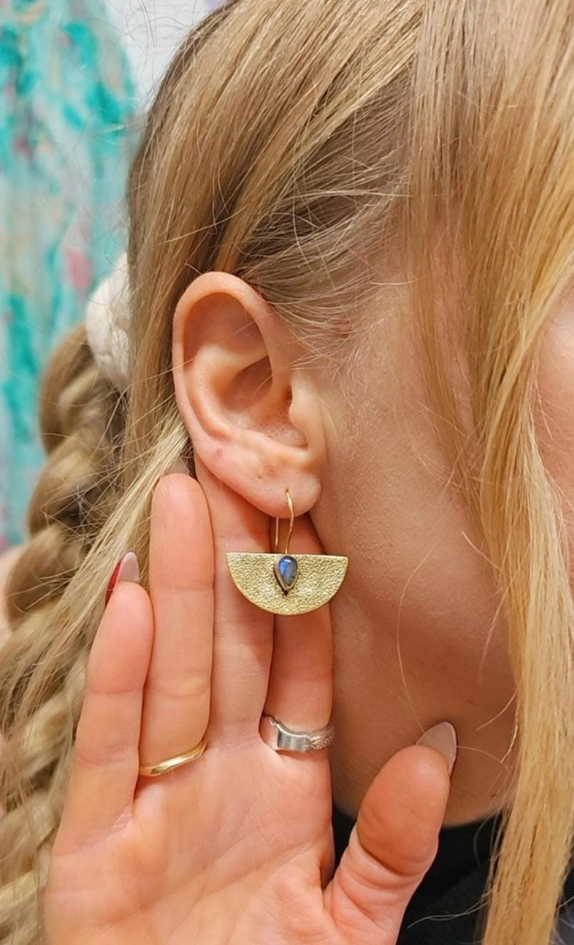 Hammered brass earrings: Boho bohemian jewelry