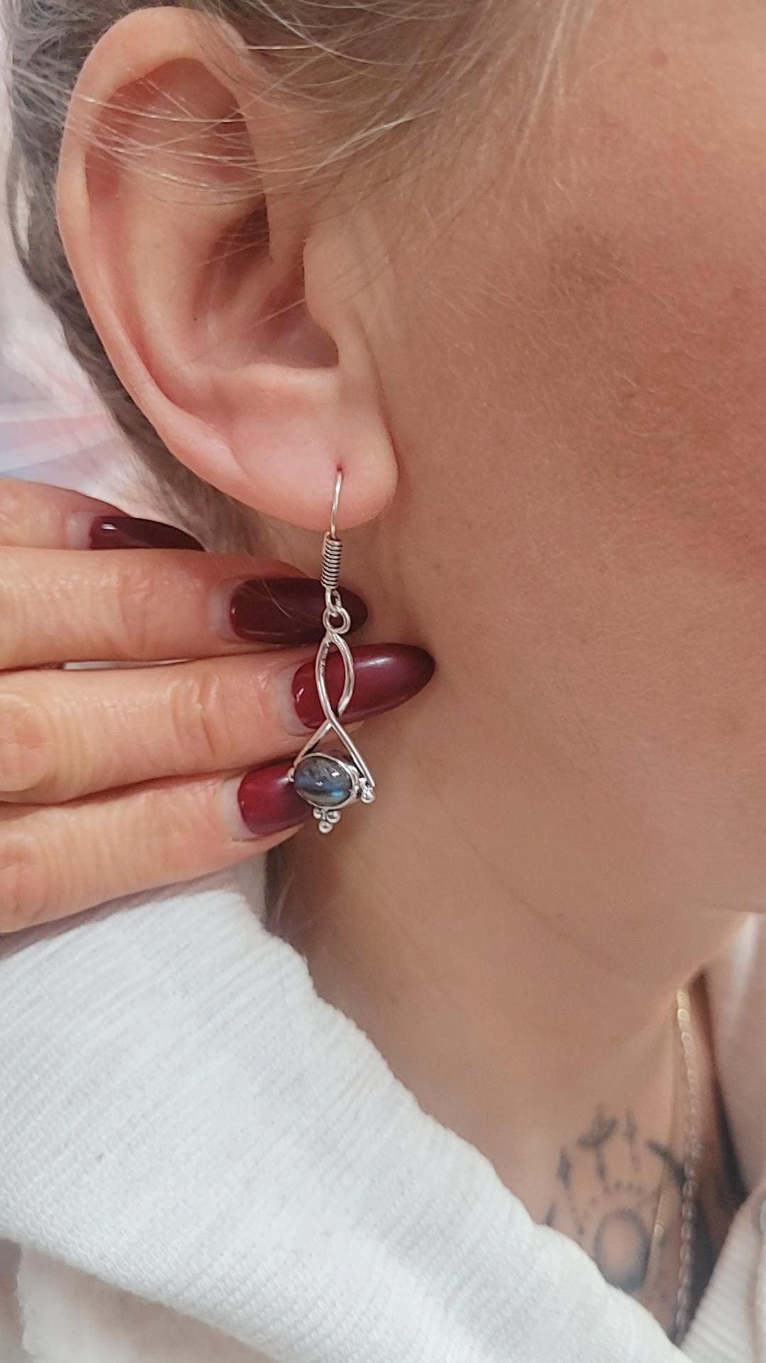 Dainty silver dangle earrings / Silver plated jewelry