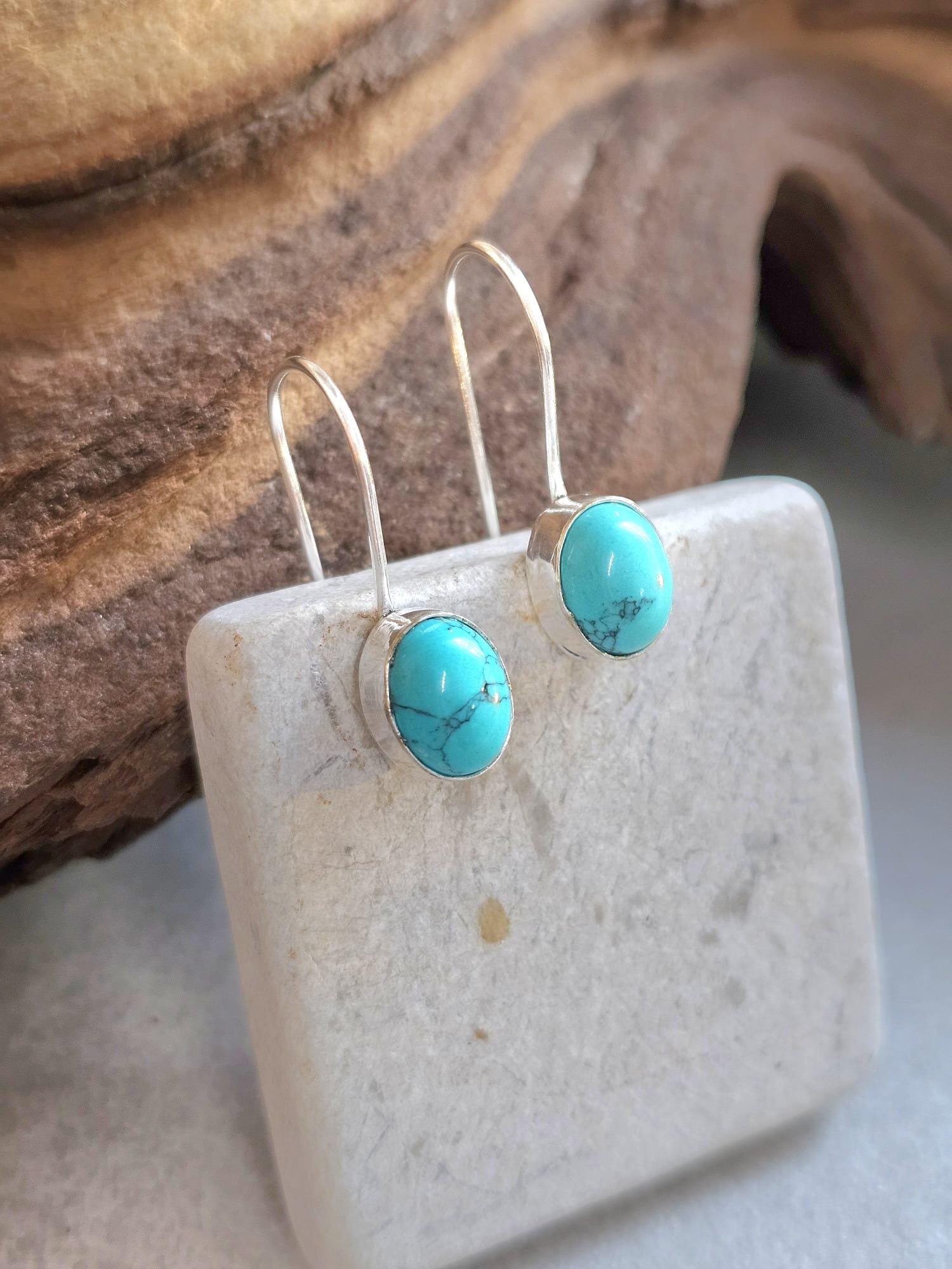 Silver plated dangle earrings / Gift for her / Minimalist jewelry