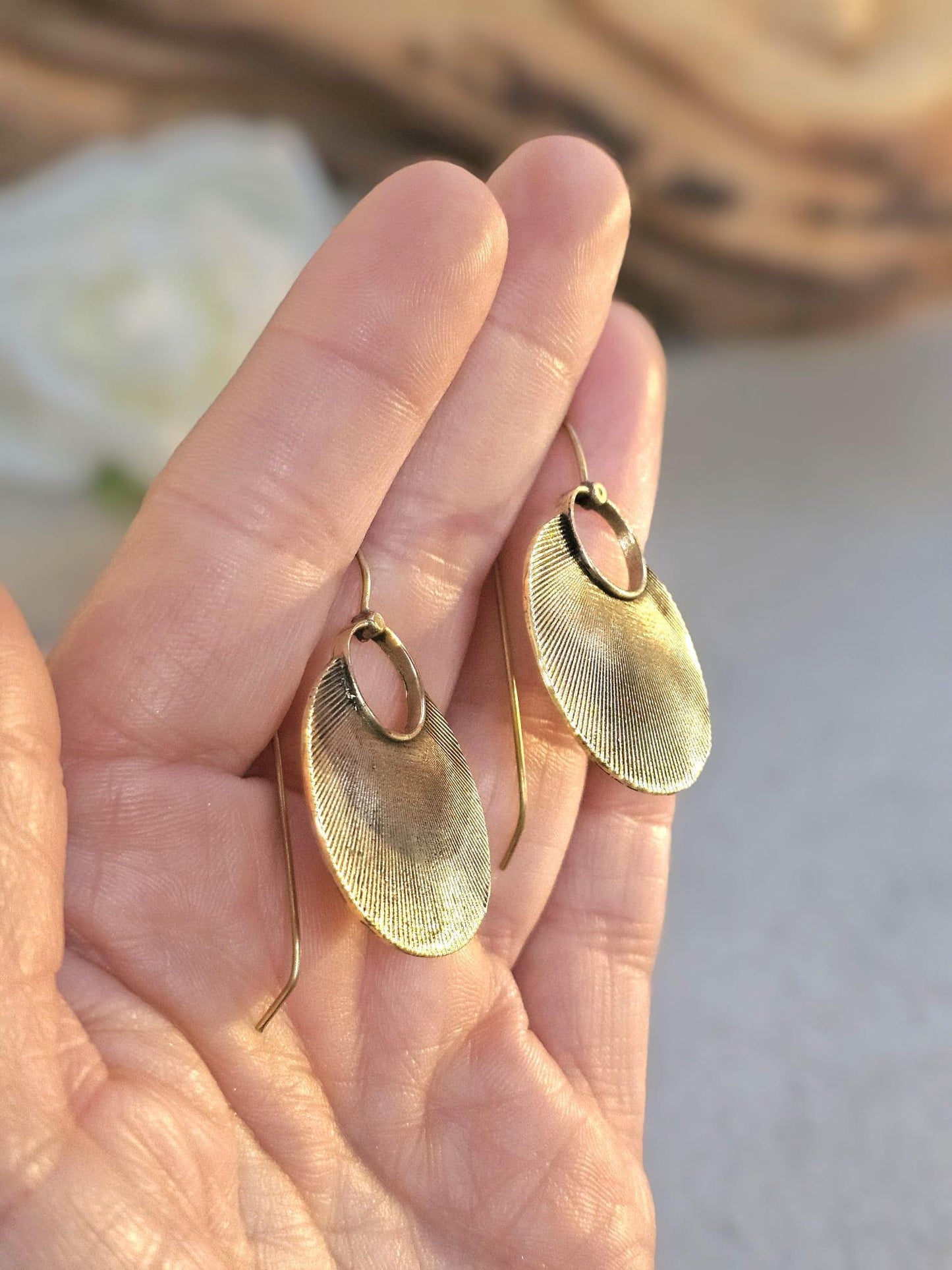 Brass boho earrings / Gift for her / Hypoallergenic nickel free jewelry