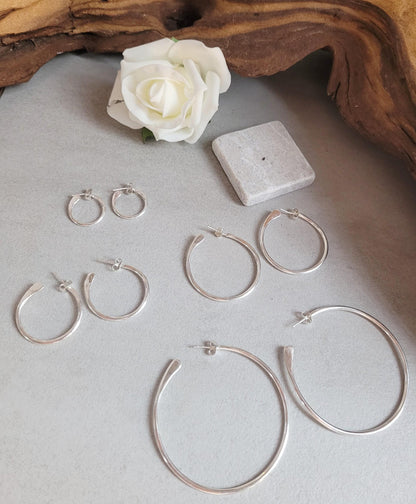 Silver plated hoops / Hypoallergenic nickel free jewelry / Simple hoops