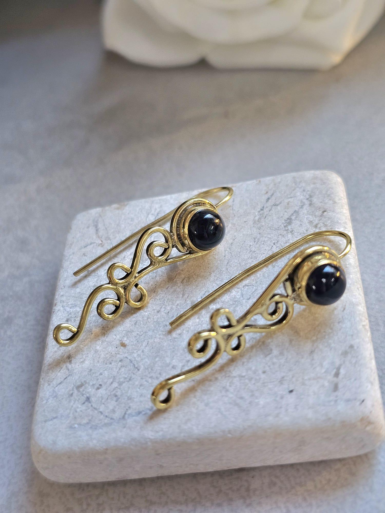 Dainty drop earrings / Bohemian brass earrings / Gift for her