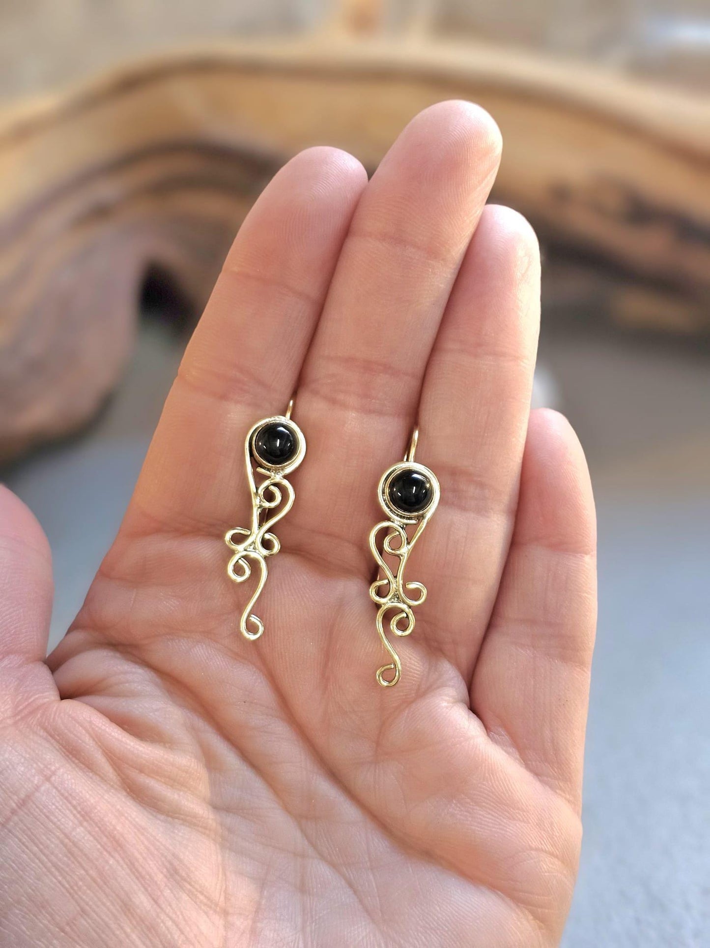 Dainty drop earrings / Bohemian brass earrings / Gift for her