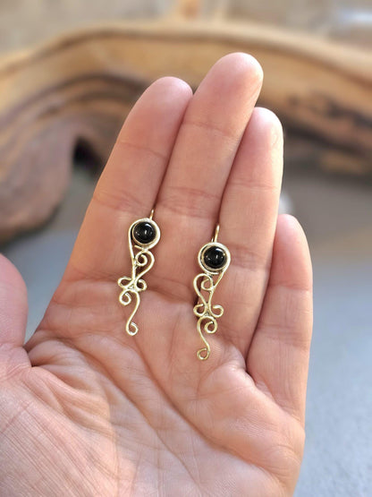 Dainty drop earrings / Bohemian brass earrings / Gift for her