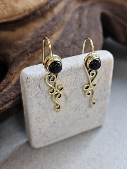 Dainty drop earrings / Bohemian brass earrings / Gift for her
