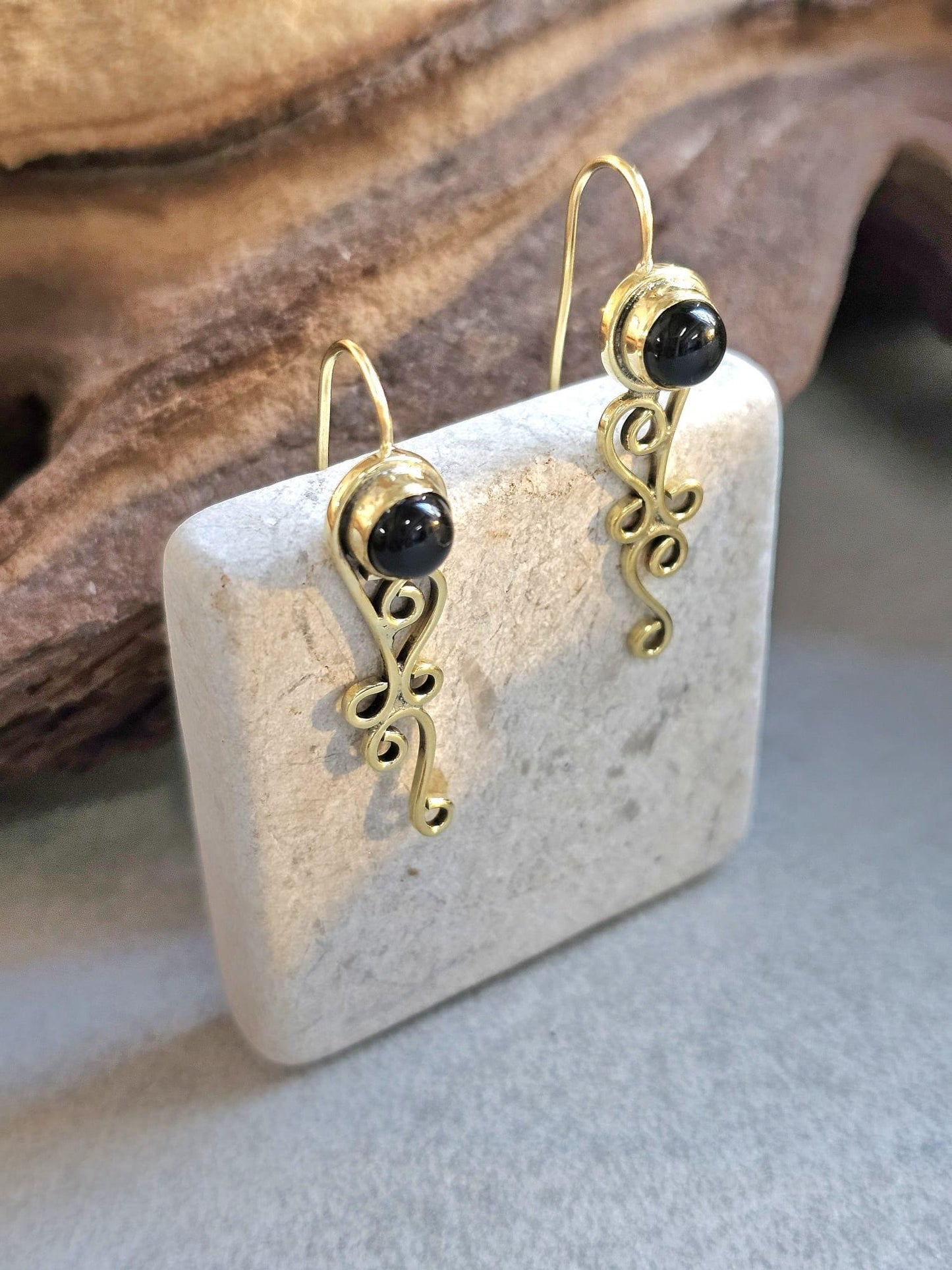 Dainty drop earrings / Bohemian brass earrings / Gift for her