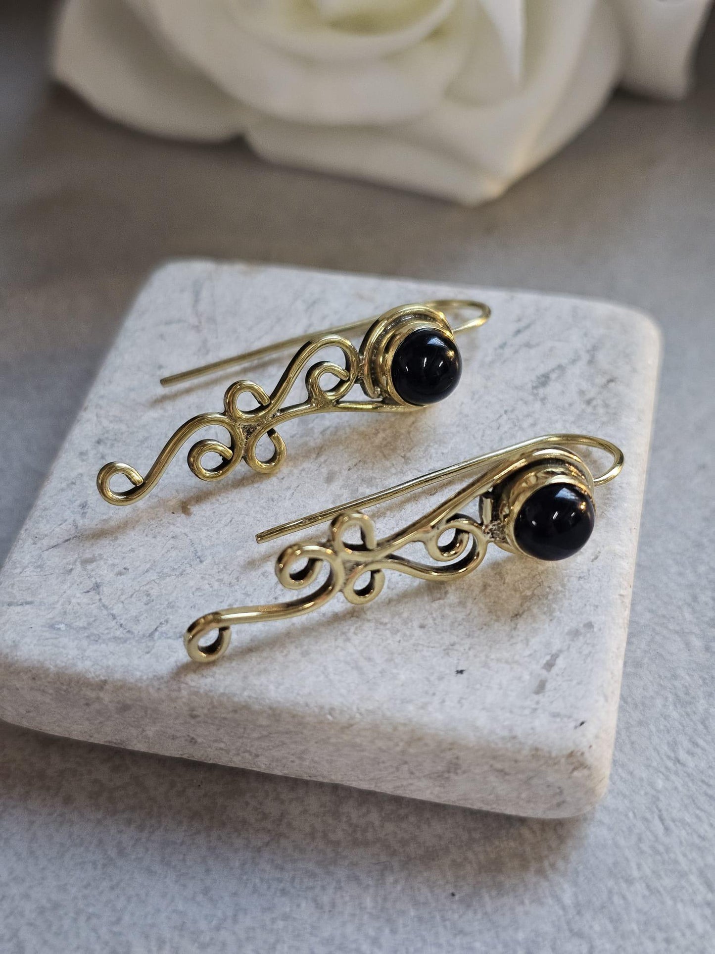 Dainty drop earrings / Bohemian brass earrings / Gift for her