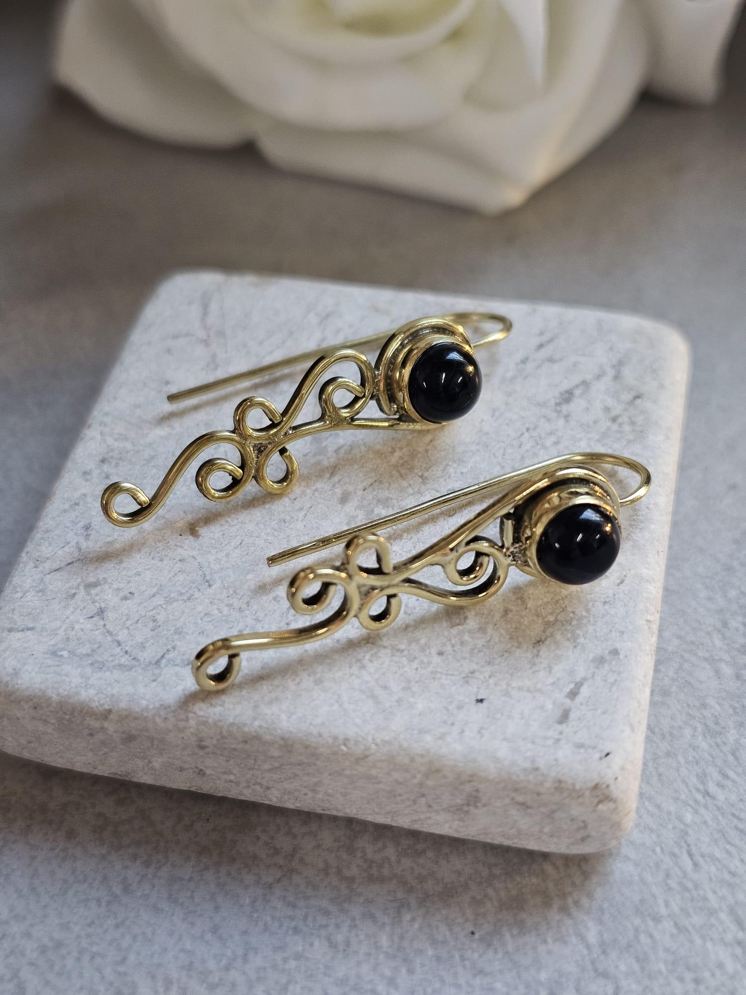 Dainty drop earrings / Bohemian brass earrings / Gift for her