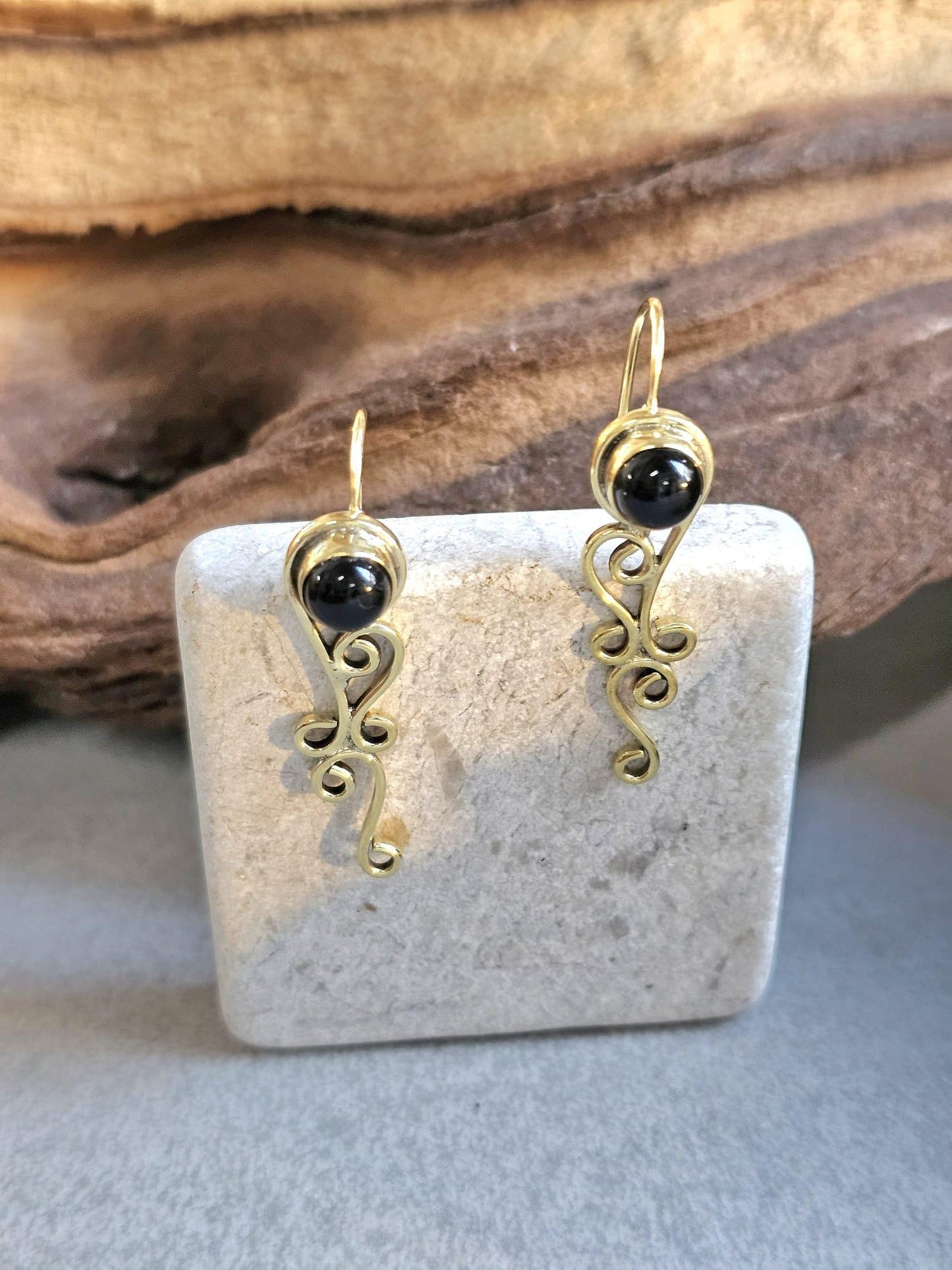 Dainty drop earrings / Bohemian brass earrings / Gift for her