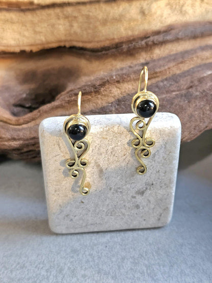 Dainty drop earrings / Bohemian brass earrings / Gift for her
