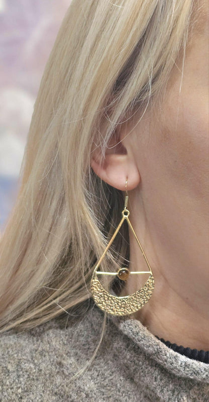 Brass dangle drop earrings: Statement jewelry