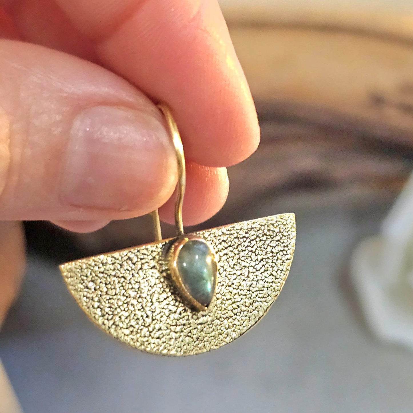 Hammered brass earrings: Boho bohemian jewelry