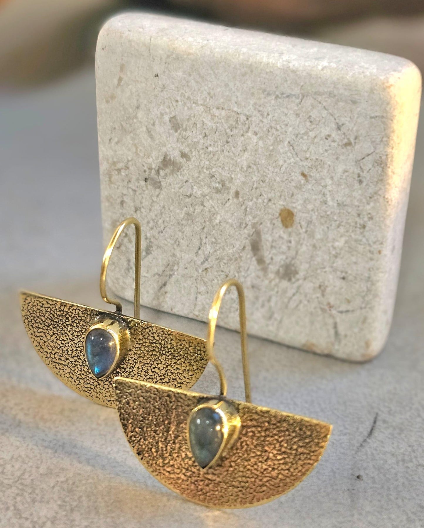 Hammered brass earrings: Boho bohemian jewelry