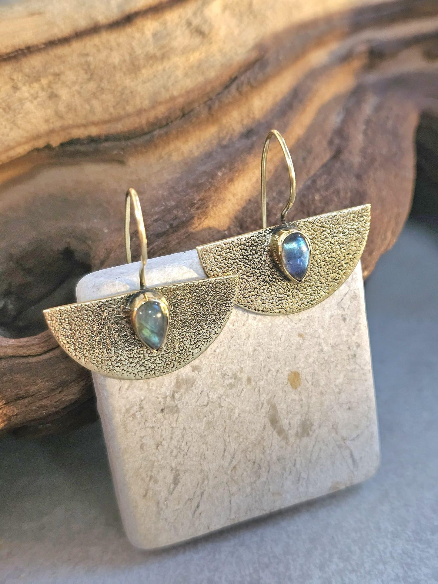 Hammered brass earrings: Boho bohemian jewelry
