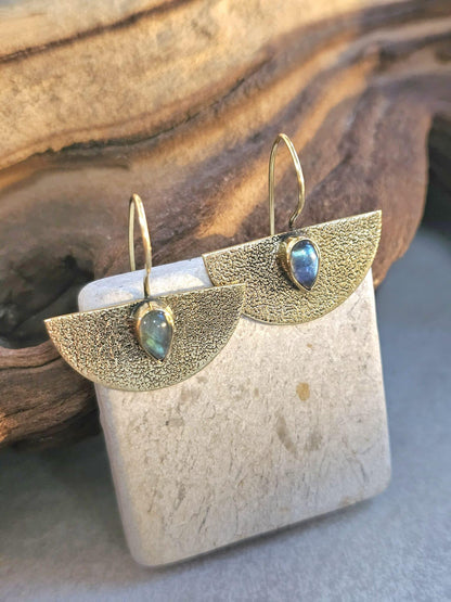 Hammered brass earrings: Boho bohemian jewelry