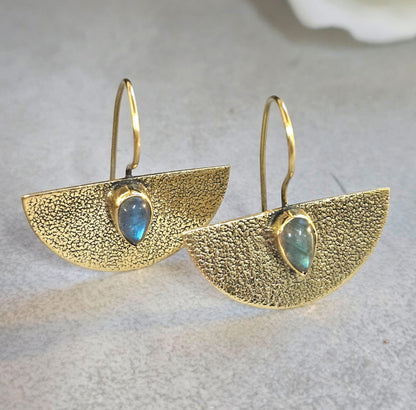 Hammered brass earrings: Boho bohemian jewelry
