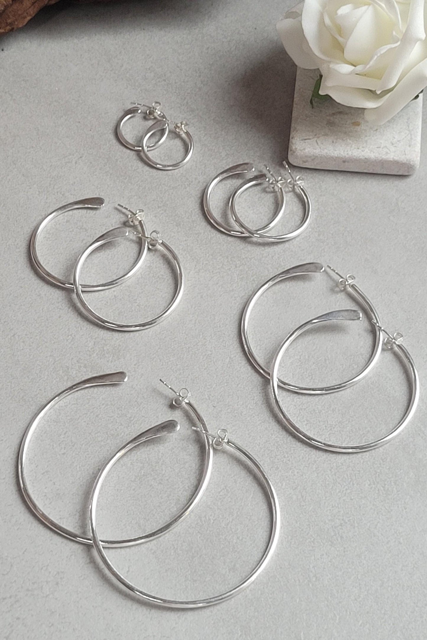 Silver plated hoops / Hypoallergenic nickel free jewelry / Simple hoops