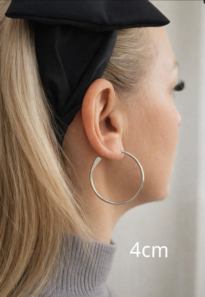 Silver plated hoops / Hypoallergenic nickel free jewelry / Simple hoops
