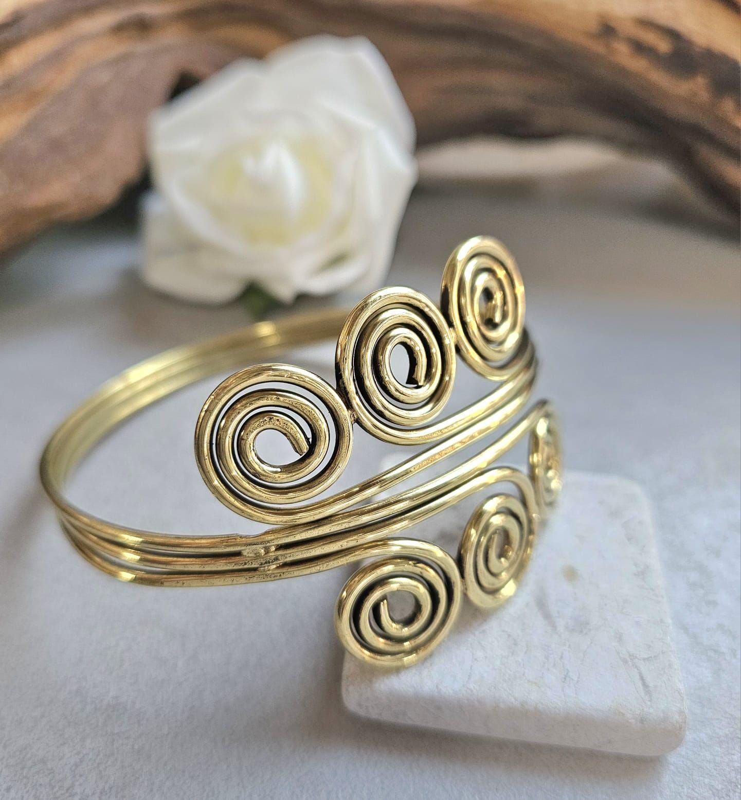 Bohemian upper arm bracelet / Brass jewelry / Hypoallergenic jewelry