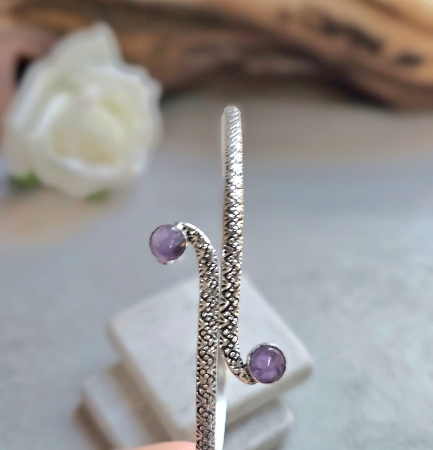 Silver Upper Arm Bracelet | Textured Arm Cuff | Adjustable Boho Statement Jewellery