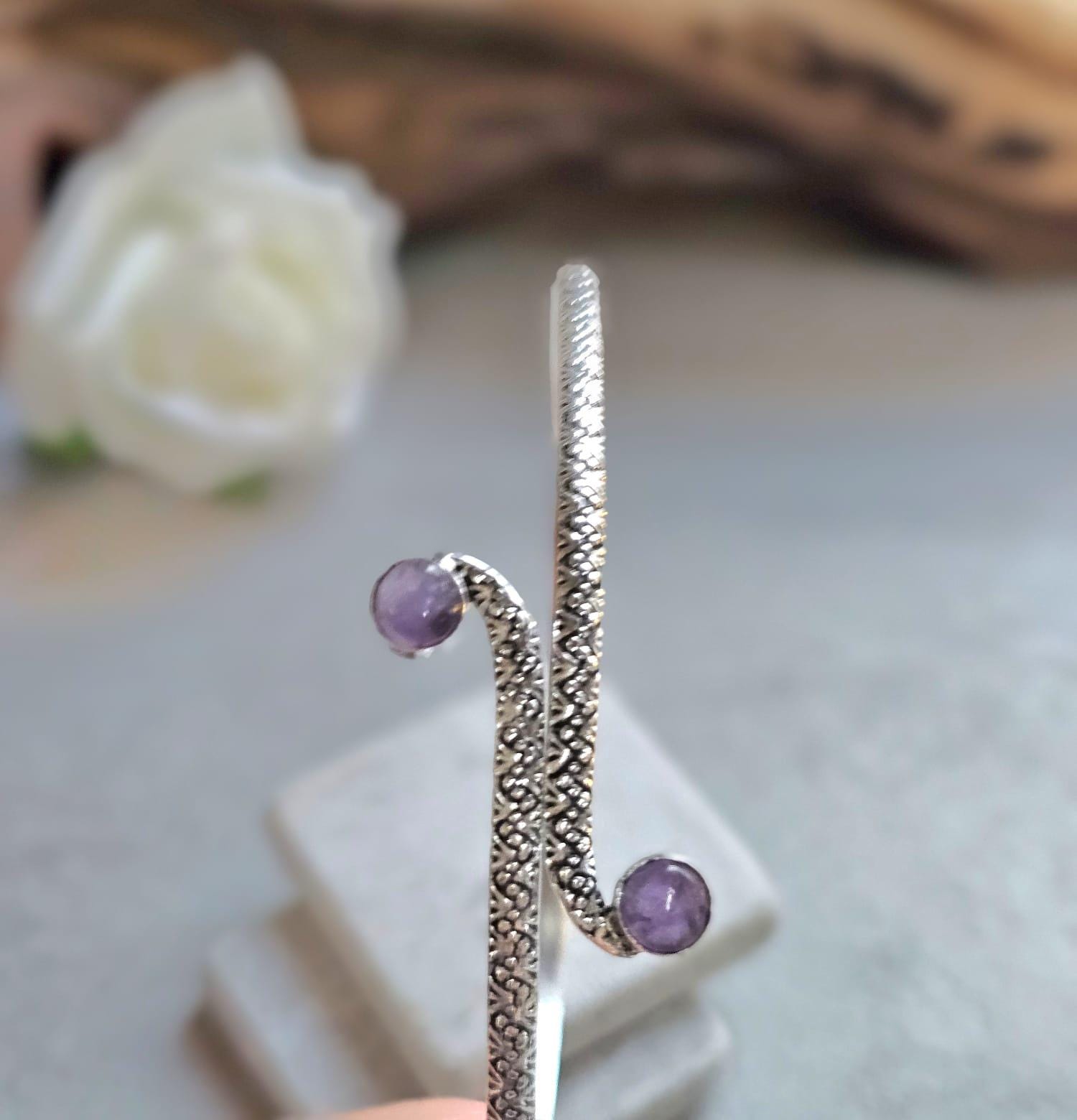 Silver Upper Arm Bracelet | Textured Arm Cuff | Adjustable Boho Statement Jewellery