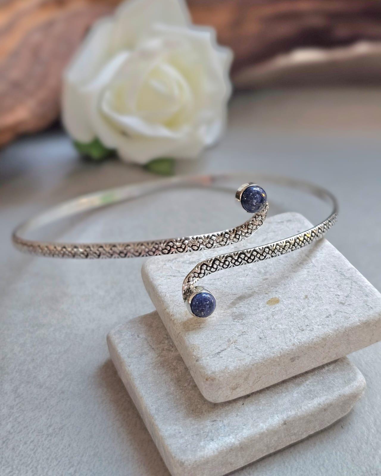 Silver Upper Arm Bracelet | Textured Arm Cuff | Adjustable Boho Statement Jewellery