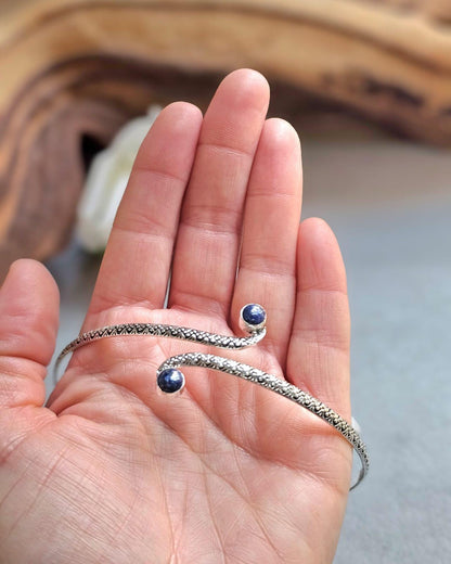 Silver Upper Arm Bracelet | Textured Arm Cuff | Adjustable Boho Statement Jewellery