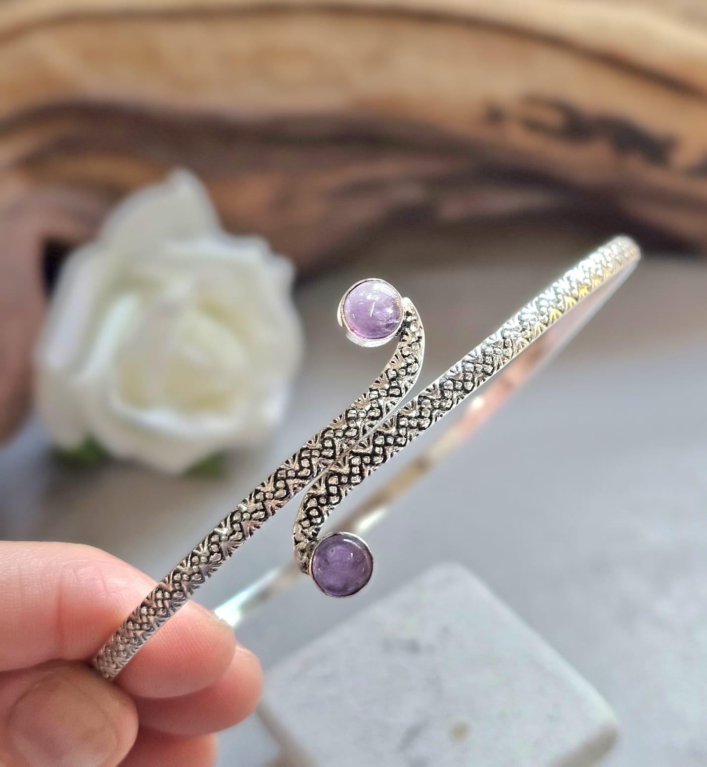 Silver Upper Arm Bracelet | Textured Arm Cuff | Adjustable Boho Statement Jewellery